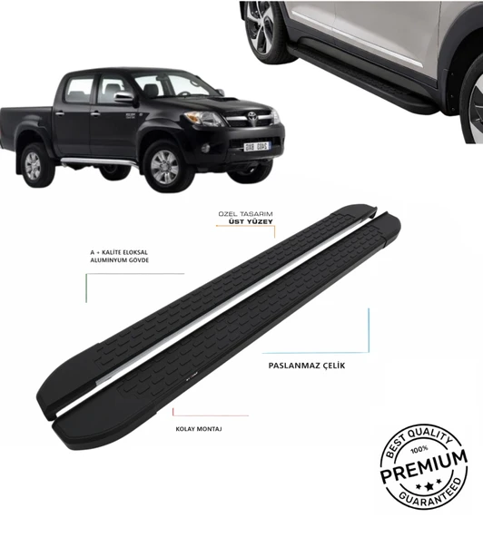 HILUX 2006 2007 2008 2009 2010 2011 2012 2013 2014 2015 ARACA ÖZEL SİYAH YAN BASAMAK ürün görseli 1