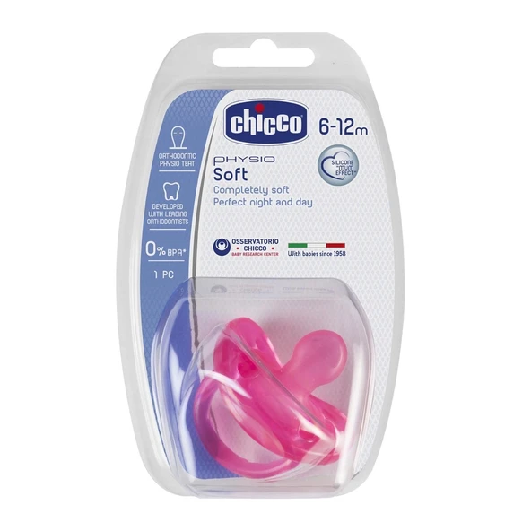 Chicco Physio Soft Silikon Emzik 12 Ay Pembe ürün görseli 1