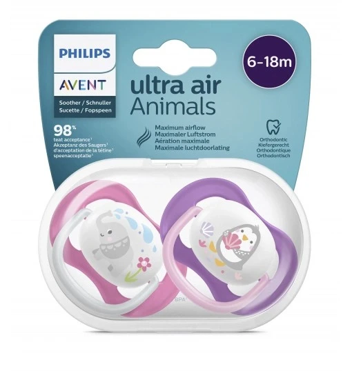 Philips Avent Ultra Air Animals 2li Desenli Emzik 6-18 Ay - Kız ürün görseli 1