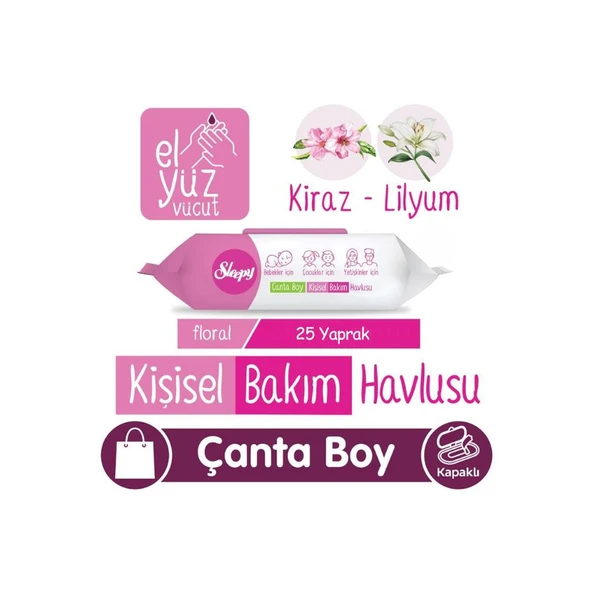 Sleepy Floral Kişisel Bakım Havlusu Çanta Boy 25 Yaprak ürün görseli 1