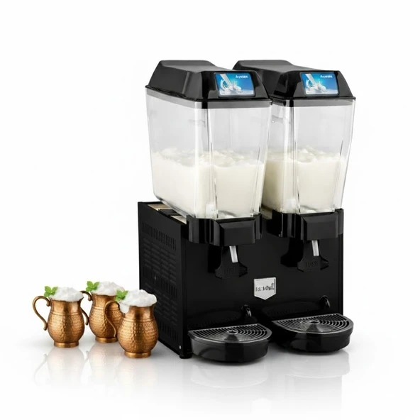Remta 20+20 Litre Çiftli Karıştırıcılı Ayran Soğutucu Siyah - ST14 ürün görseli 1