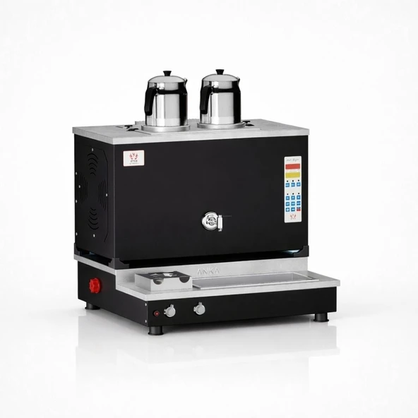 Anka Pro Plus Otomatik Çay Kazanı, 2 Demlikli,20 Litre Siyah Elektrik+Doğalgaz ürün görseli 1
