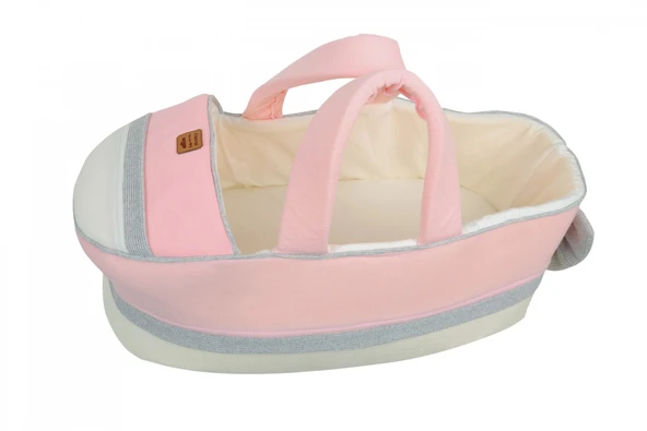 Sema Baby Portbebe Yenidoğan Bebek Yatağı - Ekru/Pembe ürün görseli 1