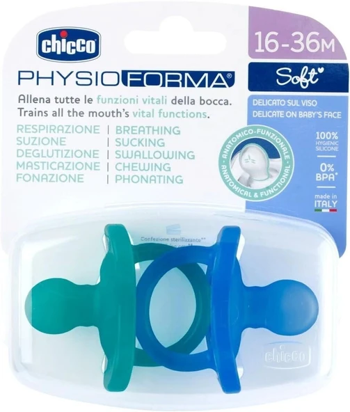 Chicco PhysioForma Soft 2'li Silikon Emzik 16-36 Ay Erkek - Resim 4