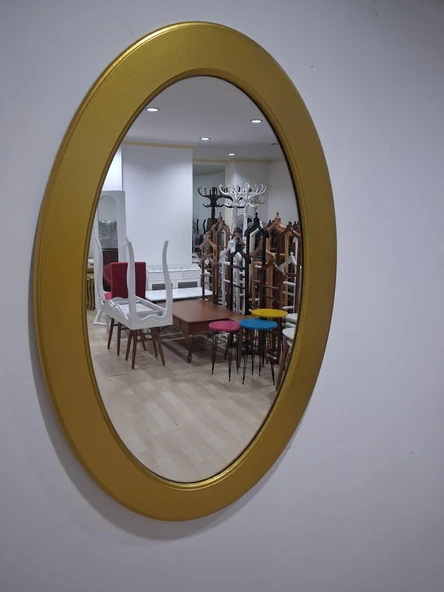 Ayna Oval 90673 Model Parlak Gold Renk  Kayın Torna Kutu Sevk El Yapım ürün görseli 1