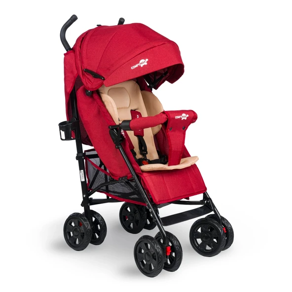 Comfymax Tam Yatar Baston Bebek Arabası – Dark Red ürün görseli 1