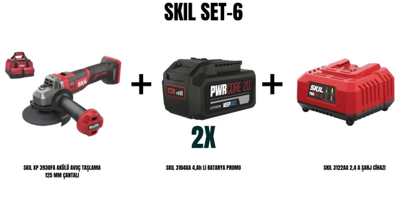 SKIL Set-6 (SKIL XP 3930FA AKÜLÜ AVUÇ TAŞLAMA 125 MM ÇANTALI+2xSKIL 3104AA 4,Ah Li BATARYA PROMO+SKIL 3122AA 2,4 A ŞARJ CİHAZI) ürün görseli 1