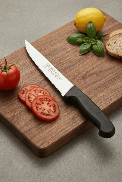 Lazerli Tırtıklı Sürmene Sebze Meyve Biftek Steak Mutfak Bıçağı 24 Cm Lazer Bileme Sürbisa 61005-LZ ürün görseli 1