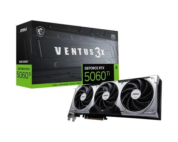 MSI GEFORCE RTX 5060 TI 8G VENTUS 3X OC GDDR7 128B DX12 PCIE 5.0 X16 (3XDP 1XHDMI) ürün görseli 1