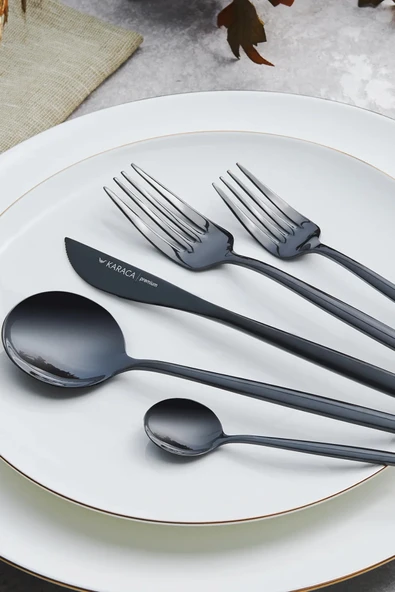 Karaca Orion Black 30 Parça 6 Kişilik Çatal Kaşık Bıçak Seti ürün görseli 1