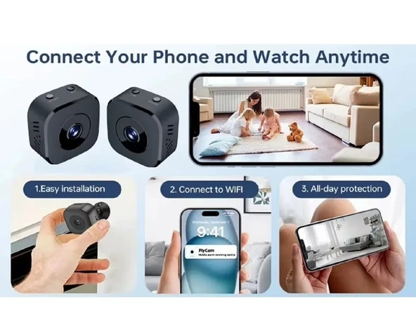 Wifi Mini Güvenlik Kamera (Uzaktan izleme - Ses - Hafıza Kart Kayıt) ürün görseli 1