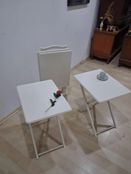 Zigon Çanta 90674 Sehpa Dikdörtgen Düz Model Kayın Torna Parlak Beyaz Boya El Yapım ürün görseli 1