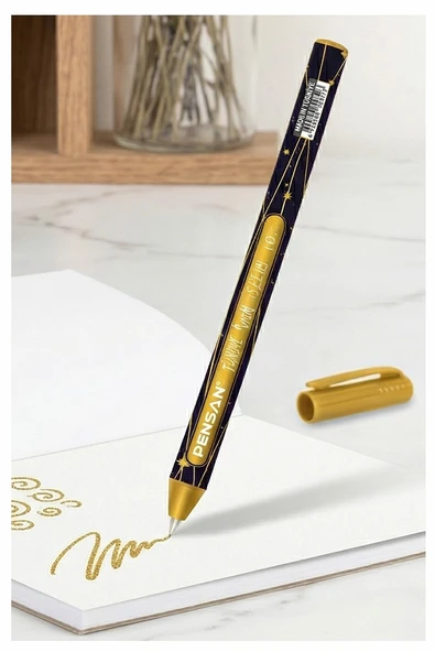 Simli Tükenmez Kalem 1 Adet Pensan Jely Simli Pilot Kalem Ergonomik Tutuş Yumuşak Yazım Siyah Defter Renkli Kalem ürün görseli 1