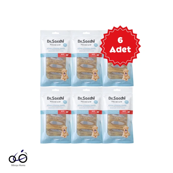 Dr.Sacchi Premium Sığır Etli Doğal Sığır Derisi Press Kemik Tahılsız Köpek Ödülü 3'' 5'li 100gr 6 Adet ürün görseli 1