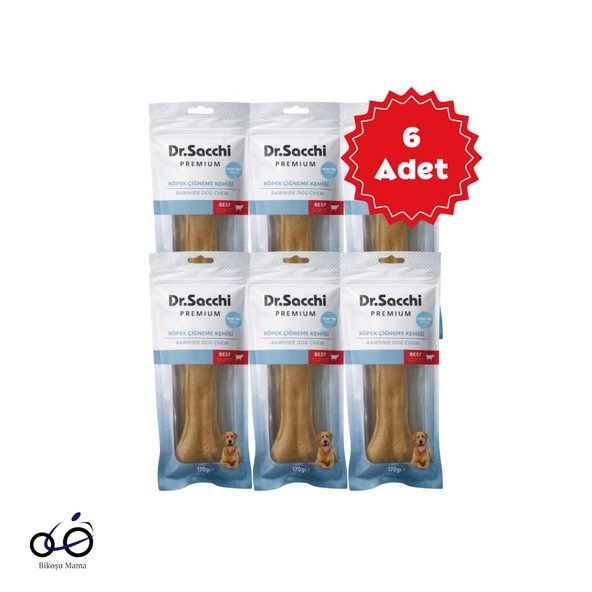 Dr.Sacchi Premium Sığır Etli Doğal Sığır Derisi Press Kemik Tahılsız Köpek Ödülü 8.5'' 1'li 170gr 6 Adet ürün görseli 1