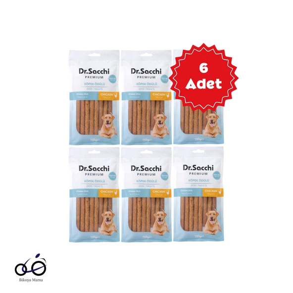 Dr.Sacchi Premium Tavuklu Çubuk Tahılsız Köpek Ödülü 5'' 10'lu 110gr 6 Adet ürün görseli 1