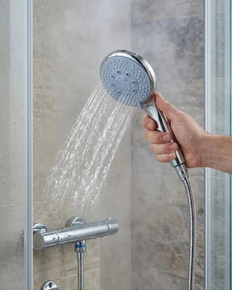 Spiral Hortumlu 4 Kademeli El Duşu Seti Duvar Askılı Banyo Duş Başlığı ürün görseli 1