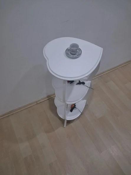 Çiçeklik Fiskos 90679 Çiçeklik  Kalpli Model Mdf Parlak Ahşap Ayak Parlak Beyaz ürün görseli 1
