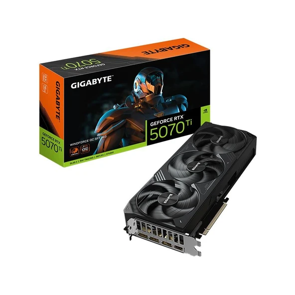 GIGABYTE RTX5070TI 16GB WINDFORCE OC SFF GV-N507TWF3OC-16GD GDDR7 256bit HDMI DP PCIe 5.0 ürün görseli 1