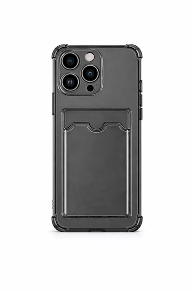 iPhone 16 Pro Max Kartlıklı Antişok Kılıf Füme ürün görseli 1