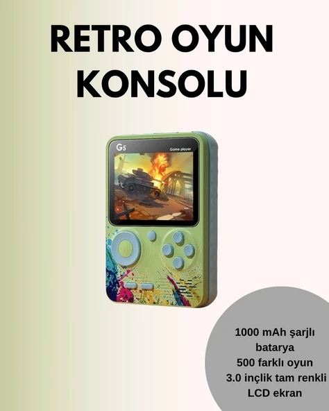 TV Bağlantılı 500 Oyunlu Mini Gameboy Konsol ürün görseli 1