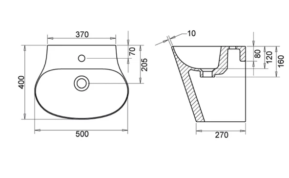 MİNİA LAVABO MONOBLOK 40X50 TURAVİT - Resim 2
