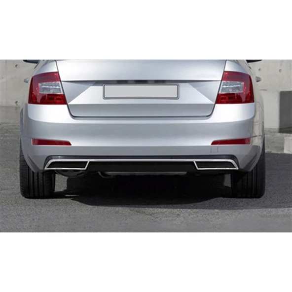 Markadan Skoda Octavia A7 Krom Arka Difüzör 2013-2019 3 Parça Paslanmaz Çelik ürün görseli 1