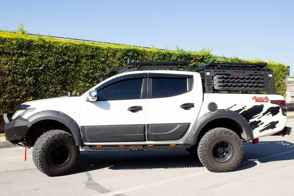 OMSA Mitsubishi L200 Dakar Yan Basamak Siyah V2 Ledli 2015-2019 Arası ürün görseli 1