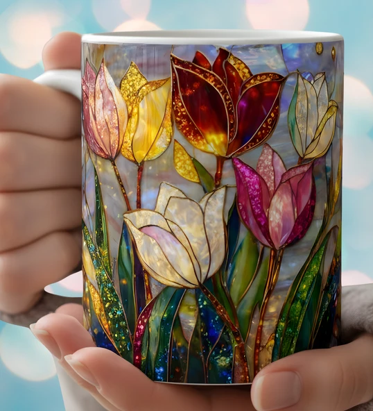 Lale Desenli Mozaik Tasarımlı A Kalite Kupa Bardak ürün görseli 1