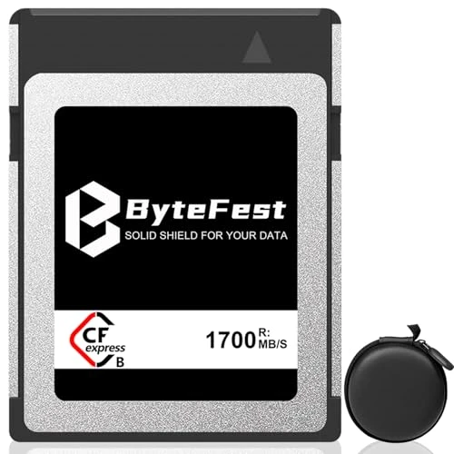 ByteFest 512 GB CFexpress Tip B Bellek Kartı, Kart Tutuculu, NVMe PCIe 3.0, Kamera için Pürüzsüz 4K/6K RAW Videolar ve Fotoğraflar, Nikon Z6/Z7/Z9/D5/D6, Canon EOS-1DXMark III/EOS-R3/R5 ile uyumlu ürün görseli 1