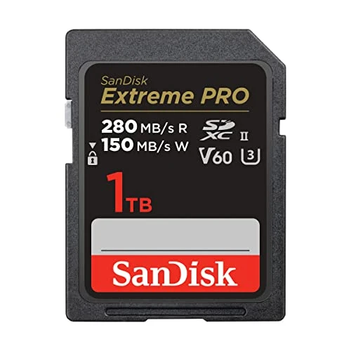 SanDisk Extreme PRO SDXC UHS-II Bellek Kartı V60 1 TB (280 MB/s, 6K, 4K UHD, U3, C10, Rescue PRO Deluxe) ürün görseli 1