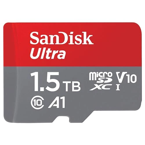 SanDisk Ultra Android microSDXC UHS-I hafıza kartı 1,5 TB + adaptör (akıllı telefonlar ve tabletler için, A1, Sınıf 10, U1, Full HD videolar, 150 MB/s'ye kadar okuma hızı) ürün görseli 1