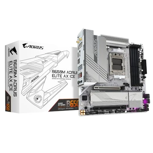 GIGABYTE B650M AORUS Elite AX Ice anakart - AMD Ryzen 9000 serisi, 12+2+2 fazlı VRM, 8000 MHz'e kadar DDR5 (OC), 1xPCIe 5.0 + 1xPCIe 4.0 M.2, 2.5 GbE LAN, WiFi 6E, USB 3.2 Gen 2x2 ürün görseli 1