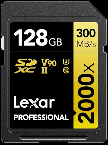 Lexar Profesyonel SDXC UHS-II Kart 2000x128 GB Sinema Kalitesinde DSLR Video Kameralar için 300 MB/s'ye Kadar Okuma (LSD2000128G-BNNNU) ürün görseli 1
