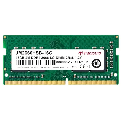 Transcend JM2666HSB-16G 16 GB DDR4 2666 MHz bellek modülleri (16 GB, DDR4, 2666 MHz, SO-DIMM) ürün görseli 1