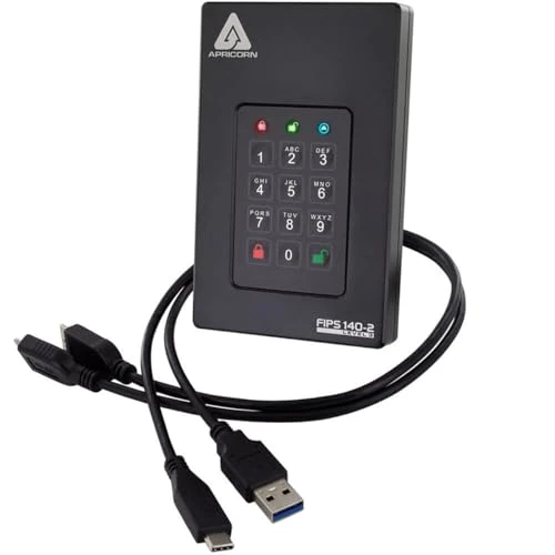 Apricorn Aegis Fortress L3 Sabit Sürücü, FIPS Seviye 3, 2 TB USB 3.0, Donanım Şifreli, PIN Erişimli (AFL3-2 TB) ürün görseli 1
