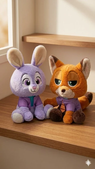 Zootropolis Karakterleri Pelüş Seti - Karizmatik Tilki ve Sevimli Tavşan 2'li Hediye Seti ürün görseli 1