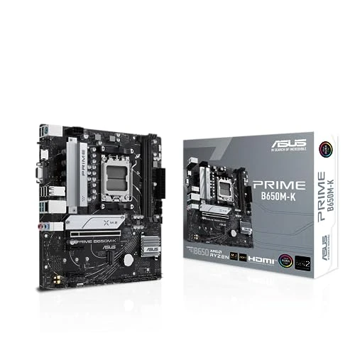 ASUS Prime B650M-K anakart soketi AMD AM5 (Ryzen 7000, Micro-ATX, DDR5 bellek, PCIe 5.0, BIOS Flashback, USB 3.2 Gen 2, Aura Sync) ürün görseli 1