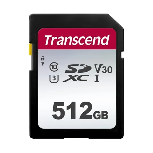 Transcend 512 GB SDXC Bellek Kartı 300S, UHS-I U3, V30, 100 MB/s'ye kadar Okuma, Dijital Kameralar ve 4K Video için, Hayal Kırıklığı Olmayan Paketleme - TS512GSDC300S-E ürün görseli 1