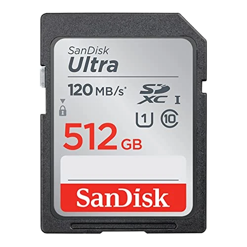 SanDisk Ultra SDXC UHS-I hafıza kartı 512 GB (giriş seviyesi ve orta sınıf kompakt kameralar için, U1, Sınıf 10, 120 MB/s aktarım) ürün görseli 1