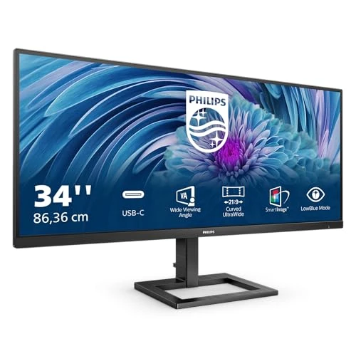 Philips 346E2LAE - 34 inç WQHD monitör, Adaptive Sync, hoparlörler, yüksekliği ayarlanabilir (3440x1440, 100 Hz, DisplayPort, HDMI, USB-C, USB Hub) siyah ürün görseli 1