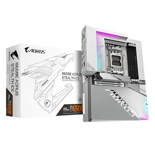 GIGABYTE B650E AORUS Stealth Ice Arka Konektörü Beyaz Tahta AMD Ryzen 9000/8000/7000 Serisi İşlemcilerle Uyumlu Soket AM5 DDR5 ATX Anakart B650E A Stealth Ice MB6539 ürün görseli 1