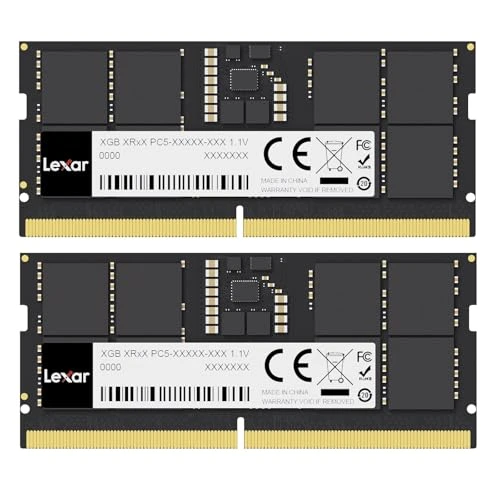 Lexar SODIMM 32 GB Kit (2x16 GB) DDR5 RAM 5600 MHz, 262-Pin SODIMM Dizüstü Bilgisayar RAM, Dizüstü Bilgisayar Belleği içinOyun DRAM SO-DIMM/Hepsi Bir Arada Intel NUC Mini PC, 1,1 V, CL46-45-45-90 ürün görseli 1