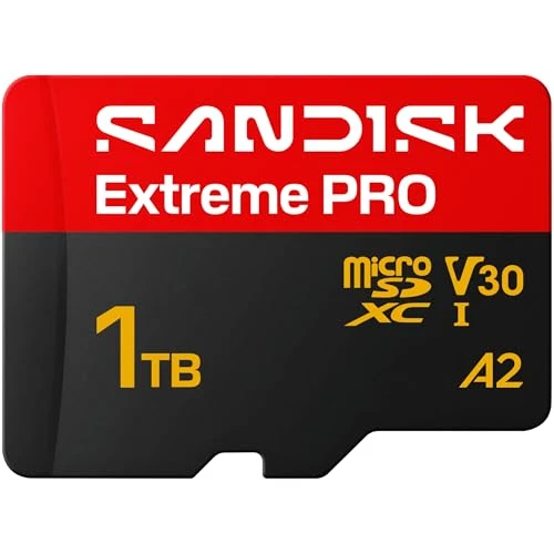 SANDISK Extreme PRO microSDXC 1TB, UHS-I Kart + SD Adaptörü (250 MB/s'ye kadar Okuma, 170 MB/s'ye kadar Yazma, 5K, 3K, 4K UHD, C10, V30, U3, A2) ürün görseli 1