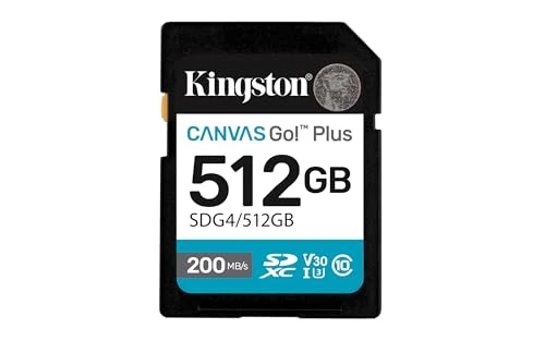 Kingston Canvas Go Plus SDXC Hafıza Kartı Gen4 200 MB/sn C10 UHS-I U3 V30 512 GB-SDG4/512 GB ürün görseli 1