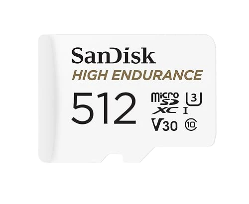SanDisk Yüksek Dayanıklılık microSDXC hafıza kartı 512 GB + adaptör (araç kameraları ve özel güvenlik kameraları için, 100 MB/s okuma, full HD ve 4K videolar için V30) ürün görseli 1