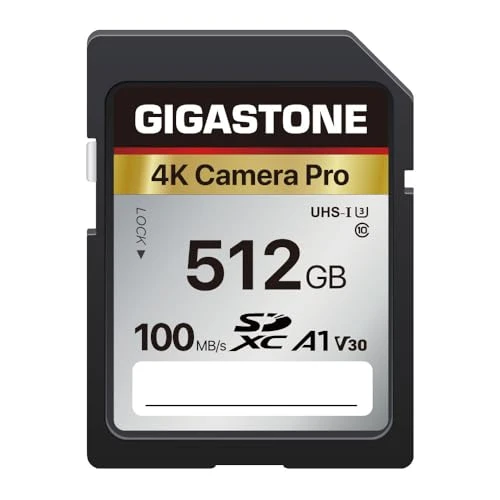 GIGASTONE 512 GB SDXC hafıza kartı, 4K Camera Pro, 100 MB/s'ye kadar, Canon Sony Nikon Olympus dijital kameralarla video kayıtları için, A1 V30 UHS-I U3 Sınıf 10 ürün görseli 1