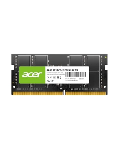 Acer SD100 32GB DDR4 SODIMM 3200MHz CL22-260-Pin Bilgisayar RAM - Alçak Gerilim Bellek Modülü - Dizüstü Bilgisayar ve Dizüstü Bilgisayar Yükseltmesi için PC RAM (Tekli) ürün görseli 1