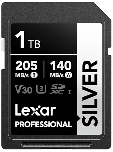 Lexar Silver SD Kart 1 TB, UHS-I SDXC Kart 205 MB/s Okuma Hızı, 140 MB/s Yazma Hızı, V30, U3, C10, 4K UHD Video, Lexar Ömür Boyu Veri Kurtarma özelliğine sahip SD Kart Bellek Kartı ürün görseli 1