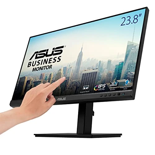 ASUS Business BE24ECSBT - 24 inç Full HD monitör - 16:9 IPS panel, 1920x1080 10 noktalı çoklu dokunmatik, ergonomik - papatya dizimi destekli DP giriş çıkışı, HDMI, 80 W USB-C, USB hub, hoparlör ürün görseli 1